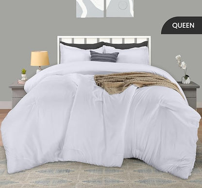 Queen Comforter Set 3 Piece White by Utopia Bedding, Comforters Queen Size, Bedding Comforters Sets, Down Alternative Soft Bed Set, 1 Comforter (88 x 88 inches) 2 Pillow Shams (20 x 26 inches)
