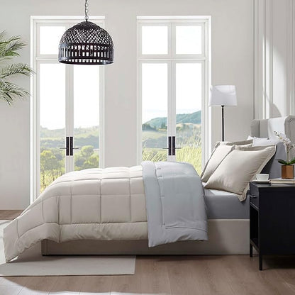 Nestl 7 Piece Full Comforter Set – Linen Reversible Bed in a Bag – Complete Full Size Bedding Set with Sheets, Pillowcases and Shams