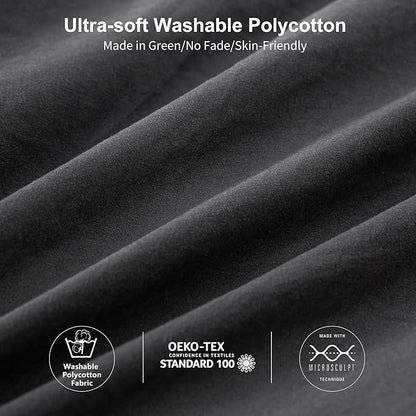 Ultra-Soft Full Size Comforter Sets - Cozy Polycotton Fabric - 1 Comfortable Down Alternative Comforter & 2 Pillowcase - All Season Lightweight but Warm Comfy Bed Blanket Quilt Dark Grey