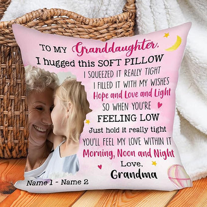 NAZENTI Personalized Granddaughter Pillow, Custom Photo Daughter Pillow, 14 Inch Square Throw Pillow, Polyester Fill, Pink, Solid Color, Christmas Theme, Plush, Indoor Use