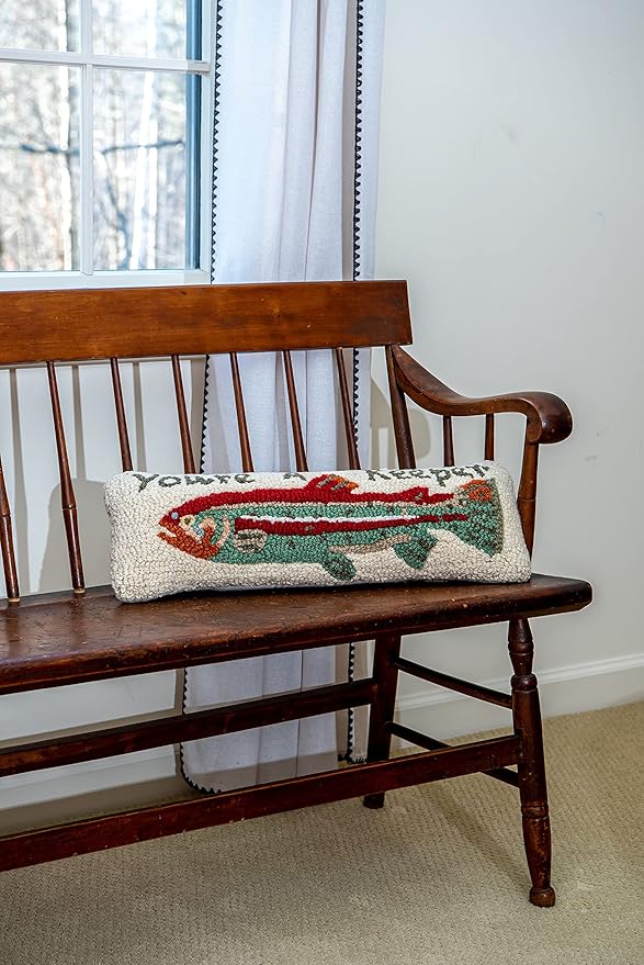 Chandler 4 Corners Artist-Designed You're A Keeper Hand-Hooked Wool Decorative Throw Pillow (8 in x 24 in) Lake & Lodge Pillow for Couches & Beds - Easy Care & Low Maintenance Lake House Cabin Pillow