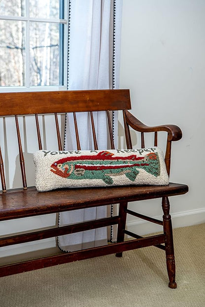 Chandler 4 Corners Artist-Designed You're A Keeper Hand-Hooked Wool Decorative Throw Pillow (8 in x 24 in) Lake & Lodge Pillow for Couches & Beds - Easy Care & Low Maintenance Lake House Cabin Pillow