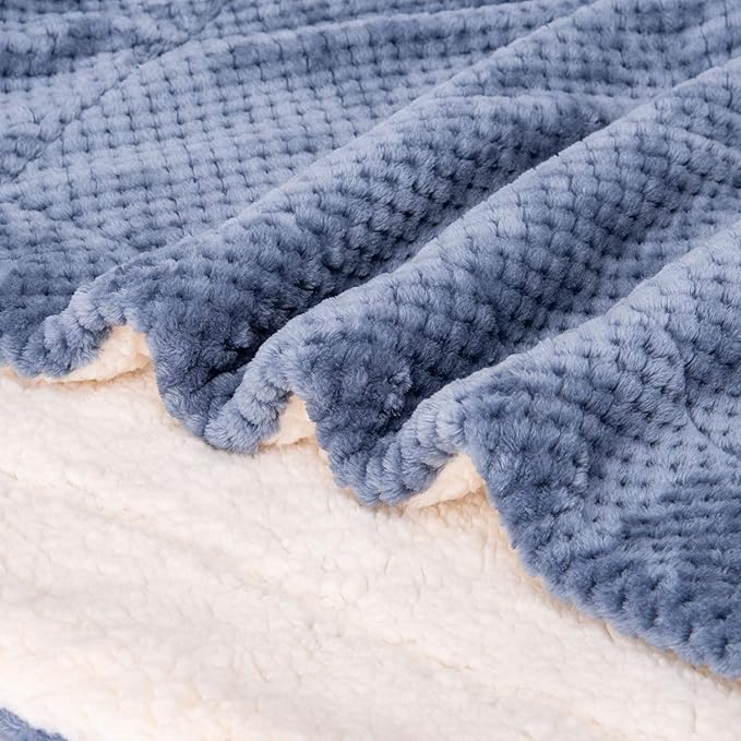 DW Plush Fleece Receiving Blanket for Dog, Cat, and Pet - Warm and Soft, Couch, Sofa, Travel and Outdoor, Camping (24" x 32", Smoked Blue)