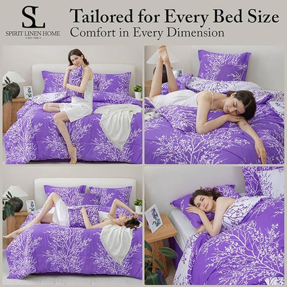 Spirit Linen 5 pcs Twin Comforter Set - Cozy Deep Sleep Microfiber Bedding Comforter Sets with Foliage Designed - Twin Bedding Sets with Pillow Shams (Chocolate, Twin)