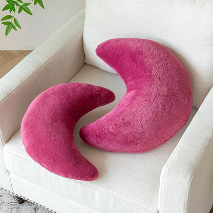 Moon Pillow, Decorative Throw Pillows with Soft Faux Rabbit for Bed Couch, Moon Shaped Pillows Plush Floor Cushions Room Decor Pillow for Sofa Bedroom Living Room