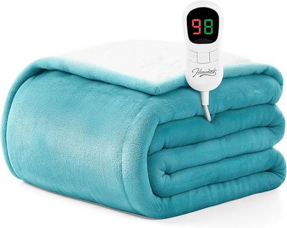 Homemate Electric Heated Blanket Full Size - 72"x84" Heating Blanket Full Size 1/2/4/6/8 Hours Auto-Off 10 Heat Level Over-Heat Protection Flannel Sherpa ETL Certification