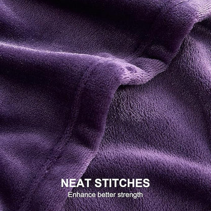 Hansleep Fleece Purple Throw XL Blanket, Super Soft Flannel Fuzzy, Plush Cozy Blanket for All Seasons, Purple, Throw XL 50x70 Inches