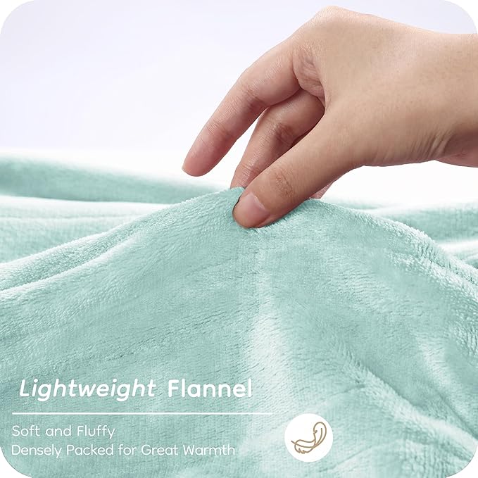 Electric Heated Blanket Queen Size 84"x90", with Dual Control Breathable & Luxurious Flannel, with 4 Heating Levels & 10 Hours Auto-Off, Fast Heating, Machine Washable, for Bedding-Light Green