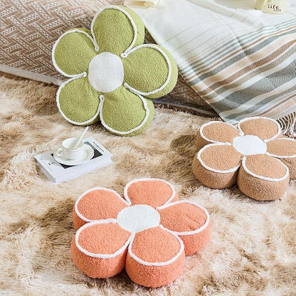 Sioloc Flower Shaped Pillow Daisy Pillows Floor Cushion Pastel Cute Seat Cushions Aesthetic Classroom Dorm Decorative Fun Throw Pillow for Bed,Couch(Green,19.7")