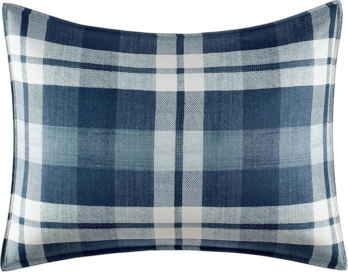 Nautica - Queen Comforter Set, Reversible Bedding with Matching Shams, Stylish Plaid Home Decor (Crossview Navy, Queen)