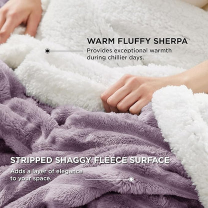 Bedsure Sherpa Throw Blanket for Couch - Super Soft, Cozy Fleece Thick Warm Blanket for Winter, GentleSoft Plush & Fluffy Throw Gift for Women, Room Decor, Purple, 50x60 Inches