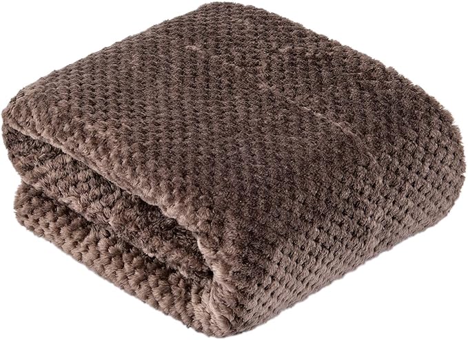 DW-Eagle Grey Plush Fleece Receiving Blanket for Dog, Cat, Couch, Travel - Warm, Soft, 32" x 40"