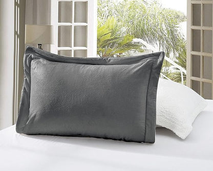 Elegant Comfort Super Soft Sherpa Comforter 3-Piece Set Premium Quality, Heavy Weight Reversible Down Alternative Micro-Suede, Sherpa Comforter, Full, Silver Gray
