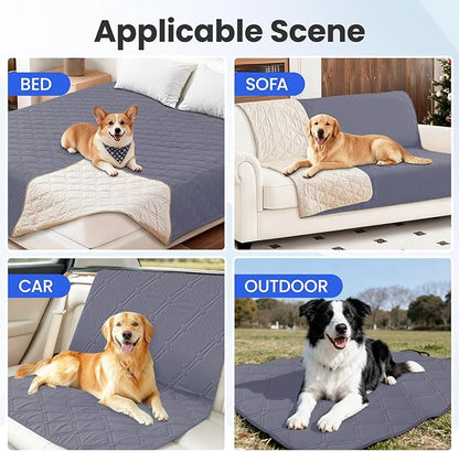 Waterproof Dog Bed Cover, Non-Slip Dog Blanket for Couch, Couch Covers for Dogs Washable, Pet Blanket for Furniture, Pet Bed Mat for Sofa, Car, Pet Supplies (82x82 Inch, Grey Blue)