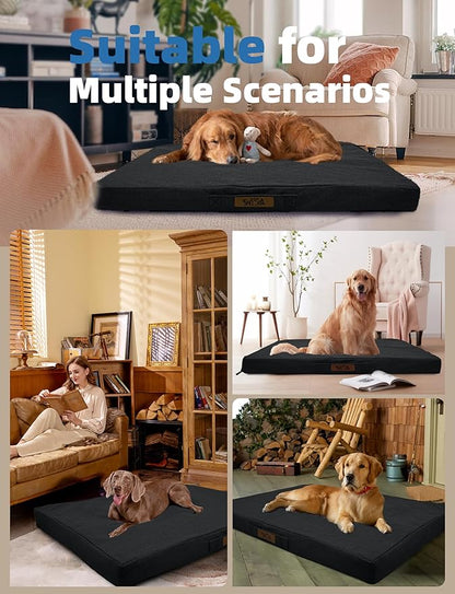Sytopia Indestructible 50 Inch Orthopedic Waterproof Dog Crate Bed chew Proof for Extra Large Dogs, Removable Washable Cover, Egg Crate Foam Mat, Suitable for Dogs Up to 130 lbs, Dark Grey
