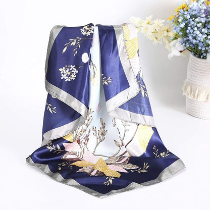 AWAYTR 35” Satin Large Square Head Scarves - 4PCS Silk Like Neck Scarf Hair Sleeping Wraps Satin Silk Scarfs for Women