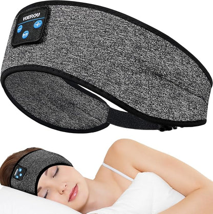 Sleep Headphones Bluetooth Headband Headphones, Voerou Adjustable Sleeping Headphones, 10+ Hours Play Time with Stereo HD Hi Fi Speakers, Perfect for Sleep, Workout, Yoga, Travel, Insomnia, Meditation