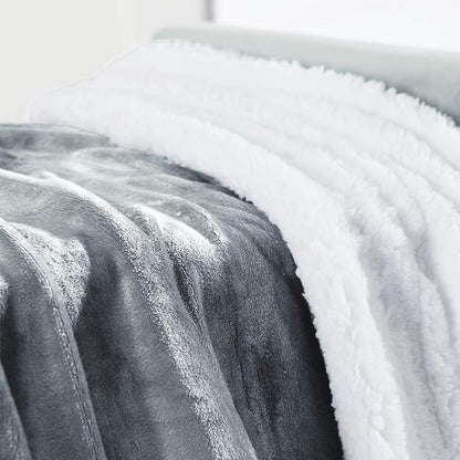 Genteele Sherpa Throw Blanket Super Soft Reversible Ultra Luxurious Plush Blanket, 50 x 60 inches, Gray/White