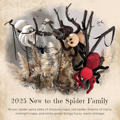 Phantoscope Happy Halloween Spider Shaped Throw Pillow, Faux Fur Fluffy Tarantula Shaped Halloween Cushion Pillow Contrast Color with Shapeable Legs, for Bedroom Sofa, Red, 18 x 9.5 inches