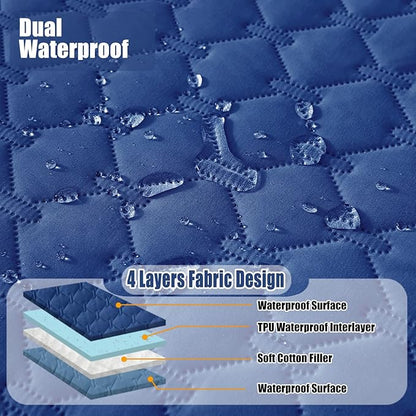 Smiry Waterproof Dog Bed Cover Blanket, Soft Reversible Pet Blanket, Washable Leakproof Cats Dogs Couch Cover for Sofa, Couch, Furniture (40x50 Inch, Navy/Blue)