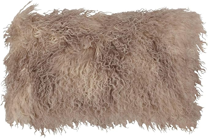 SARO LIFESTYLE Mongolian Lamb Fur Poly Filled Throw Pillow