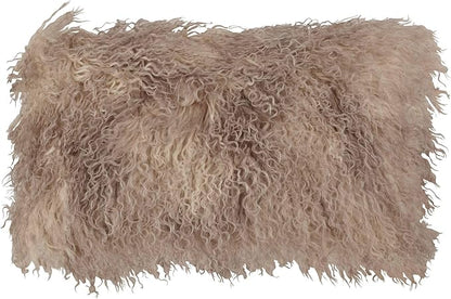 SARO LIFESTYLE Mongolian Lamb Fur Poly Filled Throw Pillow