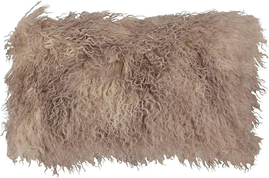 SARO LIFESTYLE Mongolian Lamb Fur Poly Filled Throw Pillow