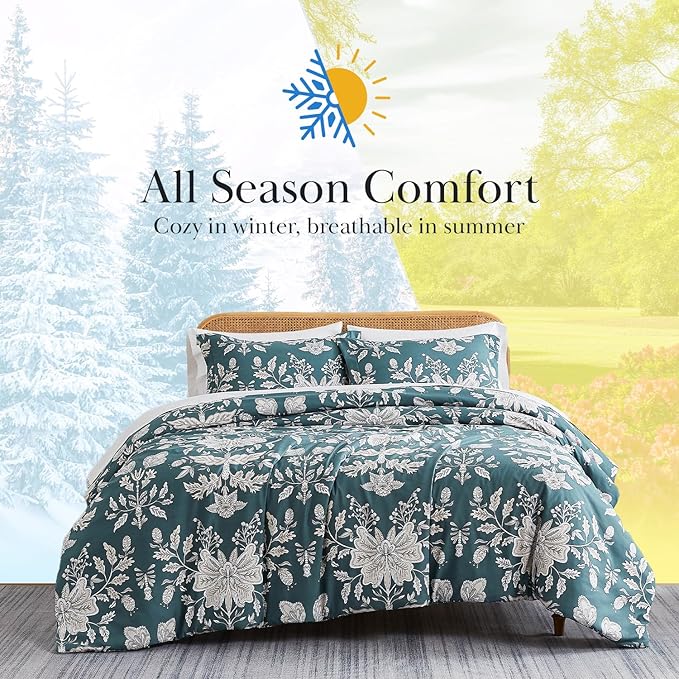 Southshore Fine Living, Inc. Vintage Garden Collection - Twin XL Comforter Set, Dorm Premium Bedding, All-Season Down Alternative Lightweight, Oversized 2-Piece Soft Comforter Set, Twin/XL, Blue