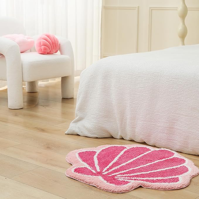 YRXRUS Seashell Pillow, Light Pink Shell Shaped Pillow, Outdoor Indoor Room Decor, Ocean Series Velvet Pillows, Throw Pillows for Patio, Bedroom Living Kids Room 3D Insert Pillow 18x13 Inch