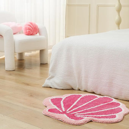 YRXRUS Seashell Pillow, Peach Pink Shell Shaped Pillow, Outdoor Indoor Room Decor, Ocean Series Velvet Pillows, Throw Pillows for Patio, Bedroom Living Kids Room 3D Insert Pillow 18x13 Inch