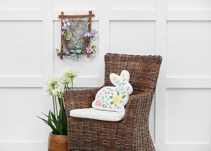 C&F Home Easter Bunny Rabbit Cotton Blend Shaped Accent Pillow 14" x 14" Spring Springtime Home Living Room Sofa Couch Chair Bed Bedroom Decor Decoration 14" x 14" Multicolored