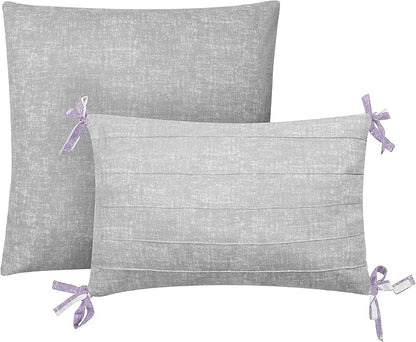 Juicy Couture Cabana Stripe Reversible Bedding Set - King Size - Lavender/White Stripe Print – 6 Piece Set – Includes 1 104" x 90" Comforter, 3 Decorative Pillows, 2 Shams