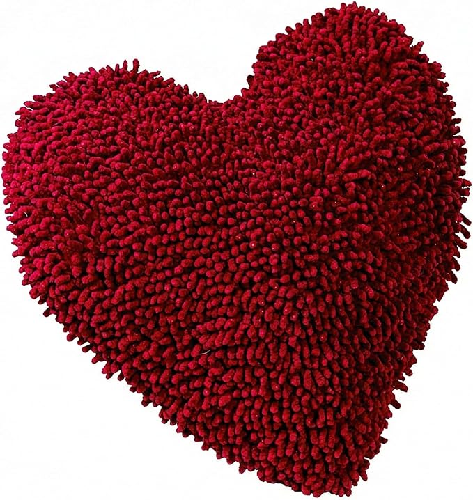 Fun Express Heart Shaped Pillow 14 Inch - Soft Chenille Throw Pillows for Valentine's Day Decor | Decorative Pillows for Bed, Couch & Living Room | Cute Room Decor Gift for Girls & Home