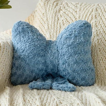 Bow Pillow, Decorative Bow Pillows with Soft Plush for Couch Bed, Bow Shaped Throw Pillow Room Decor for Bedroom, Bow Decorative Pillow for Living Room (Grey Blue, Small-12 Inches)