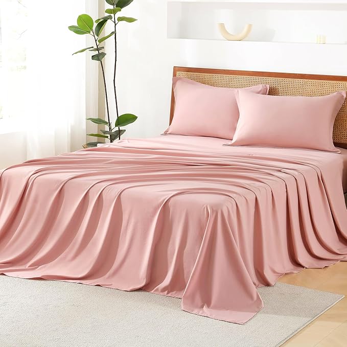 Litanika Blush Pink Queen Size Comforter Set with Sheets - 7 Pieces Bed in a Bag Queen Boho Tufted Complete Bedding Sets with Comforter, Sheets, Pillowcases & Shams