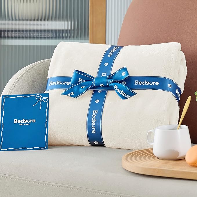 Bedsure GentleSoft Fleece Blanket California King - Lightweight Plush Fuzzy Cozy Soft Blankets for Bed, Cream, 102x96 inches
