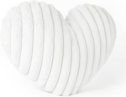 AELS Heart Shaped Pillow, 20 Inches Heart Decorative Throw Pillows, Faux Fur Love Cute Pillows, Valentines Day Decorations, Wedding Decor, Living Room Bedroom Nursery Decor, White