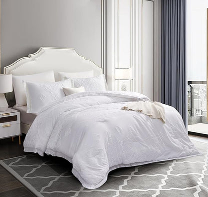 Boho King Size Comforter Set White 3 Pieces Tufted Tassel King Comforter Set Prime Lightweight Down Comforter King Size White Farmhouse Boho Bedding Shabby Chic Fluffy Comforter Bed Set Gift Choice