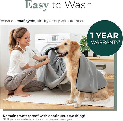 Waterproof Blanket for Bed or Couch – Soft and Leakproof Waterproof Throw Blanket, Water Proof & Stain Resistant Easy to Clean Throw Blanket Cover for Adults or Pets, Reversible Grey 80”x90”