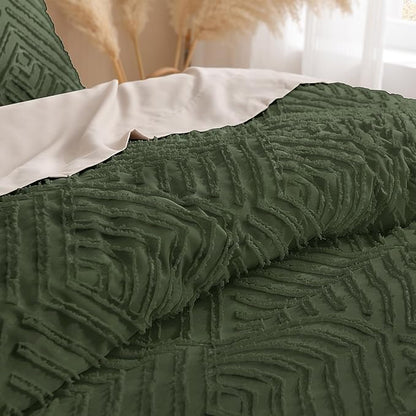 Andency Olive Green Oversized King Comforter 120"x120", 3 Pieces Super King Boho Bedding Set & Collections, Farmhouse Tufted Fluffy Bed Set (1 Comforter, 2 Pillowcases)