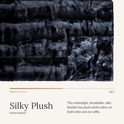 Minky Couture Sorbet Blanket - Ultra-Soft Throw for Silky Smooth Comfort - Premium Decorative Throw Blanket - Midweight, Breathable Fabric - Machine Washable Adult, Black