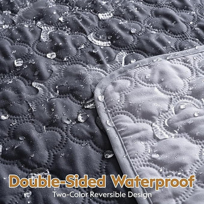 Waterproof Dog Blanket, Couch Cover for Dogs Washable, Reversible Dog Bed Cover. (Dark＆Light Grey, 52 X 82 Inch - 1 Pack)