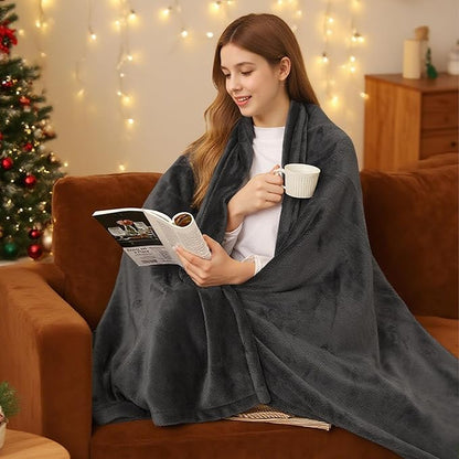 Electric Heated Blanket 72"x84" Full Size Flannel Fleece - 4 Heat Settings & 10H Auto Shut Off for Safe Overnight Use, Fast Heating, Machine Washable for Bed, Couch, Office - Dark Grey