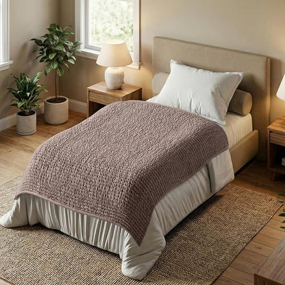 PAULATO BY GA.I.CO. Waterproof Blanket for Bed – Twin Size Cover for Incontinence – Machine Washable Stain-Resistant Protector for Couch and Sofa – Absorbent Pad - Marsala
