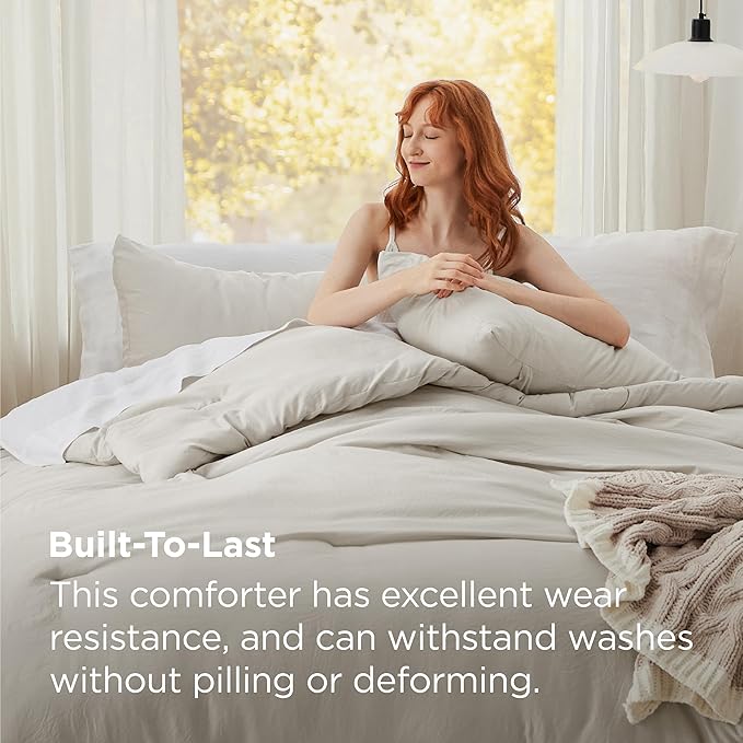 Bedsure Super King Comforter Set, Beige Soft Prewashed Bedding for All Seasons, 3 Pieces GentleSoft™ Bed Set, 1 Lightweight Comforter (120"x120") and 2 Pillowcases (20"x36")