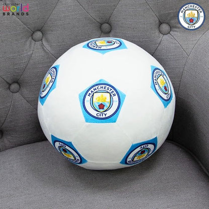 Character World Manchester City FC 3D Soccer Cushion | Fluffy Stuffed Toy Soccer Ball