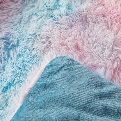 chovy Faux Fur Plush Tie-Dyed Blue Comforter Sets King - Ultra Soft Shaggy Flannel Velvet Fluffy Fuzzy 3PC Bedding Set （Comforter x 1 Pillowcases x 2）