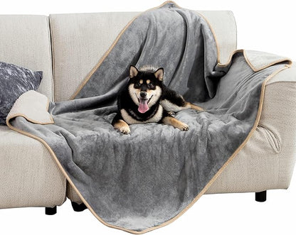 Bedsure Waterproof Dog Blankets for Large Dogs - Large Cat Blanket Washable for Couch Protection, Sherpa Fleece Puppy Blanket, Soft Plush Reversible Throw Furniture Protector, 40"X50", Grey