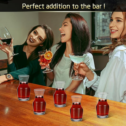 42 Pack Single Serving Wine Carafe Glass Small Mini Carafe Individual Wine Refill Decanter for Dinner Parties Tastings Bars Restaurants (6.5 oz)