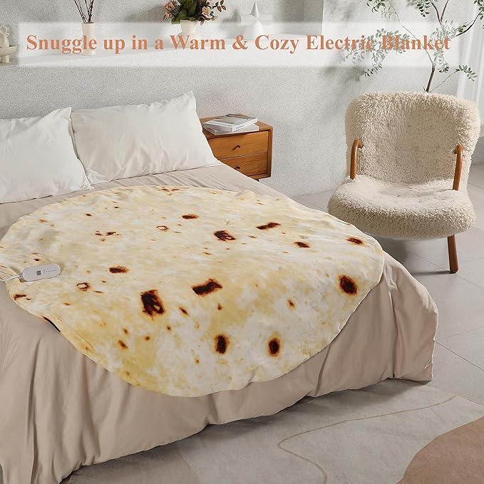 Heated Blanket Electric Blanket, Double Sided 260g Plus 260g Flannel Burritos Tortilla Heated Throw with 5 Heating Levels & 10 Hours Auto Off, Electric Wrap Blanket for Kids and Adults, Funny Gifts